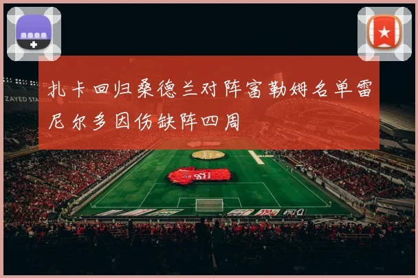 扎卡回归桑德兰对阵富勒姆名单雷尼尔多因伤缺阵四周